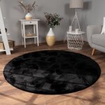 Paco home tapis salon en fausse fourrure pelucheux hautes m�ches doux plusieurs couleurs noir, 80 cm ...
