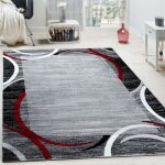 Paco home - tapis de salon moderne avec bordure tapis de marque mouchet gris noir rouge 240x340 cm