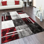 Paco home - tapis de salon poil ras aspect 3d vintage dcoupe de contour motif moderne 200x290 cm, gris ...