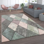Paco home - tapis salon poils ras, couleurs pastel, rose jaune diff�rents coloris et tailles 160x230 ...