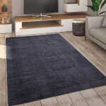 Paco home - tapis de salon tapis poils ras fait main motif monochrome moderne doux 80x150 cm, anthracite ...