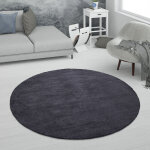 Paco home - tapis de salon tapis poils ras fait main motif monochrome moderne doux anthracite, 160 cm ...