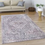 Tapis de salon tapis poil ras tapis vintage abstrait oriental moderne bordure 120x170 cm, multicolore ...
