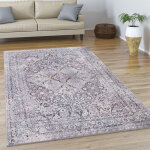 Tapis de salon tapis poil ras tapis vintage abstrait oriental moderne bordure 80x150 cm, multicolore ...