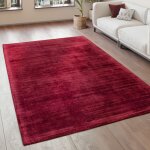 Paco home tapis de salon tapis vintage poils ras fait main haut de gamme 100 % viscose 80x150 cm, bourgogne ...