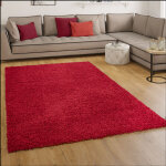 Paco home tapis shaggy longues mches en rouge 40x60 cm