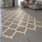 Tapis tissage � plat moderne motif tiss� orient design marocain en beige 120x160 cm - paco home
