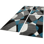 Paco home tour de lit tapis de couloir tapis poils ras gomtrique turquoise gris 3 pices 2x 60x110 ...