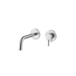 Paffoni - mitigeur lavabo mural couleur acier bross, bec 175 mm light lig006st70 175 mm - steel looking ...