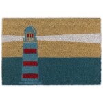 Paillasson coco, 40 x 60 cm, tapis d'entre motif phare, antidrapant, intrieur et extrieur, multicolore ...