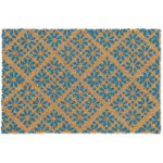 Paillasson coco, design floral, tapis de porte extrieur et intrieur, caoutchout, 60x40 cm, bleu / ...