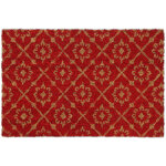 Paillasson coco, motif floral, 40 x 60 cm, antidrapant, rsistant, intrieur, extrieur, rouge / nature ...