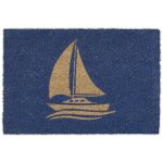 Paillasson coco, motif voilier, tapis d'entre extrieur & intrieur, maritime, l x p 60 x 40 cm, bleu ...