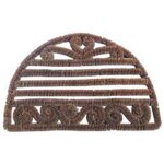 Paillasson demi - cercle en bambou avec personnages 63x42 cm