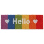 Paillasson fibres coco, hello, arc - en - ciel, r�sistant � la pluie, 75x25 cm, int�rieur ext�rieur, ...