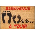 Paillasson rectangle 40 x 60 cm en coco ? motif bienvenue ? retient la salet� ? pour entr�e et ext�rieur ...