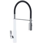 Paini france - paini mitigeur cuisine addict bec haut chrome blanc laque douchette extractible