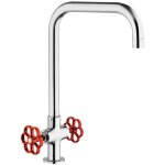 Paini mlangeur cuisine induss bec haut chrome - manette rouge douchette extractible