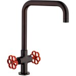 Paini france - paini mlangeur cuisine induss bec haut noir mat - manette rouge douchette extractible ...