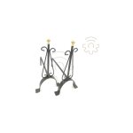 Paire de chenets lisses pour chemine'e en fer forge' 20 x 35 x h33 cm accessoires 2 pie'ces Paire de chenets lisses pour chemine'e en fer forge' 20 x 35 x h33 cm accessoires 2 pie'ces