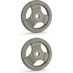 Paire de disques en fonte 2 x 2, 5 kg avec finition chrome, poigne tri - grip et trou de 1?. parfaits ...