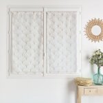 Paire de petits voilages brod�s au style art d�co beige 60x160 cm