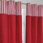 Homescapes - paire de rideaux � ?illets - imprim� pois polka rouge 117 x 137 cm