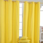 Homescapes - paire de rideaux � ?illets uni jaune 100% coton 117 x 137 cm