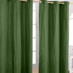 Homescapes - paire de rideaux � ?illets uni vert fonc� 100% coton pr�t � poser 117 x 137 cm