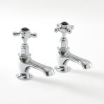 Hudson reed ? robinet r�tro pour lavabo chrom� et noir ? commandes croisillons ? laiton massif ? disques ...
