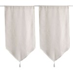 Decostars - paire de petits rideaux aspect lin finition pointe ecru 60x120 cm