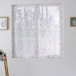 Paire de petits voilages brod�s de sph�res bordeaux 60x160 cm
