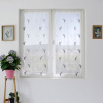 Paire de petits voilages aux broderies bicolores gris clair 60x160 cm