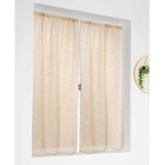 Paire de petits voilages poly - lin - coton � fines rayures jaune 70x160cm