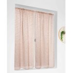 Paire de petits voilages poly - lin - coton � fines rayures rouge 70x160cm