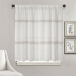 Paire de petits voilages droits � rayures ecru 90x160 cm