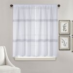 Paire de petits voilages droits � rayures blanc 90x120 cm