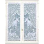 Paire de petits voilages esprit 'equestre' blanc 60x160 cm