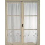 Paire de petits voilages en �tamine brod�e motif bouquet 'artifice' ivoire 60x160 cm