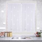 Paire de voilages motif flocons blanc 90x160 cm ? polyester � passants ? d�coration int�rieure �l�gante ...