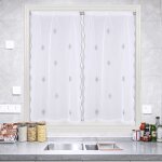 Paire de petits voilages motif flocons gris 60x160 cm