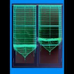 Paire de petits voilages organza � fine rayures et fils brillants 'aliz�e' ivoire 57x160cm