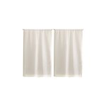 Paire de petits rideaux unis en etamine beige 55x120 cm