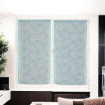 Paire de voilages effet lin imprim�s gomme finition passe - tringle - bleu - 60 x 90 cm - pr�t a poser ...