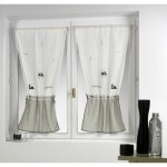 Paire de voilage etamine avec broderie 'expresso' gris clair 80x160 cm