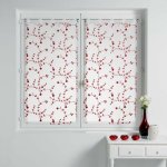 Paris prix - paire de voilages 'petite fleur' 60x120cm blanc & rouge