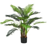 Palmier artificiel h. 1 m arbre artificiel tronc branches lichen feuilles grand r�alisme pot inclus