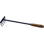 Petit r�teau 5 dents avec manche allong� en acier tremp�, ind�formable id�al pour jardini�res et potagers ...