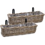 Panier de balcon en rotin naturel - 60x20 cm / 2 pièces - jardinière de balcon en osier à planter (2 ... Panier de balcon en rotin naturel - 60x20 cm / 2 pièces - jardinière de balcon en osier à planter (2 ...