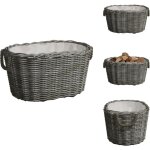 Panier � bois de chauffage avec poign�es 59x42x28 cm gris saule - panier � bois - panier � b�ches - rangement ...